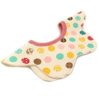 嬰兒花形旋轉口水肩 - 粉紅邊彩色波點